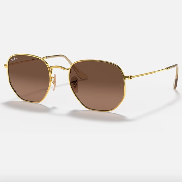 Ray-Ban Accessories - Rayban Hexagonal Flat Brown Lenses Sunglasses Polished Gold Frame